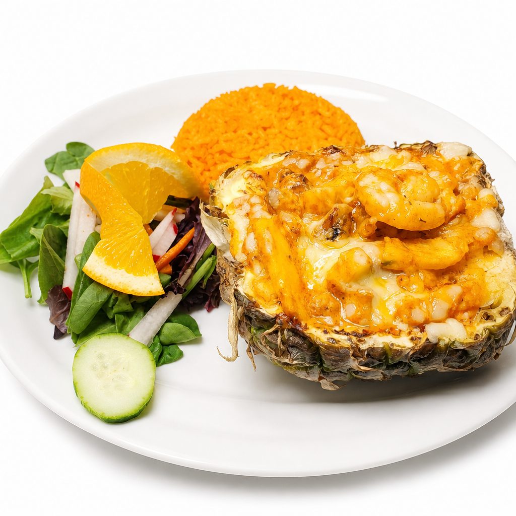 Piña Rellena De Mariscos.