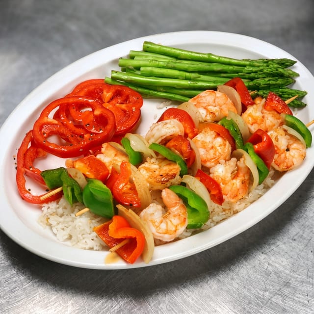 Brocheta De Camarones.